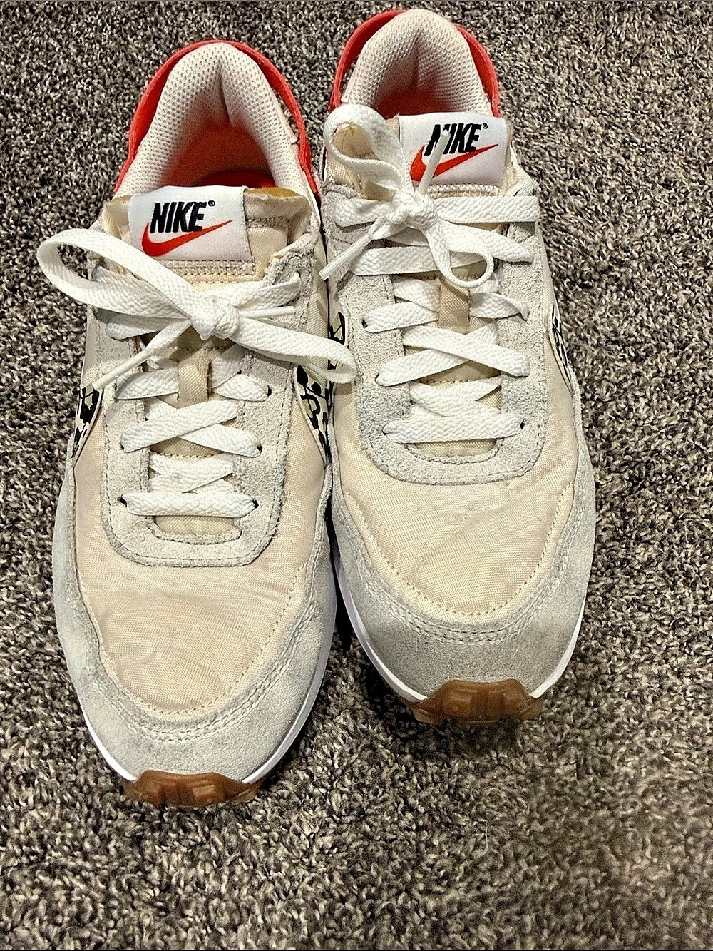 Nike Nike Waffle Debut White Leopard Sneakers White & Orange US 8.5